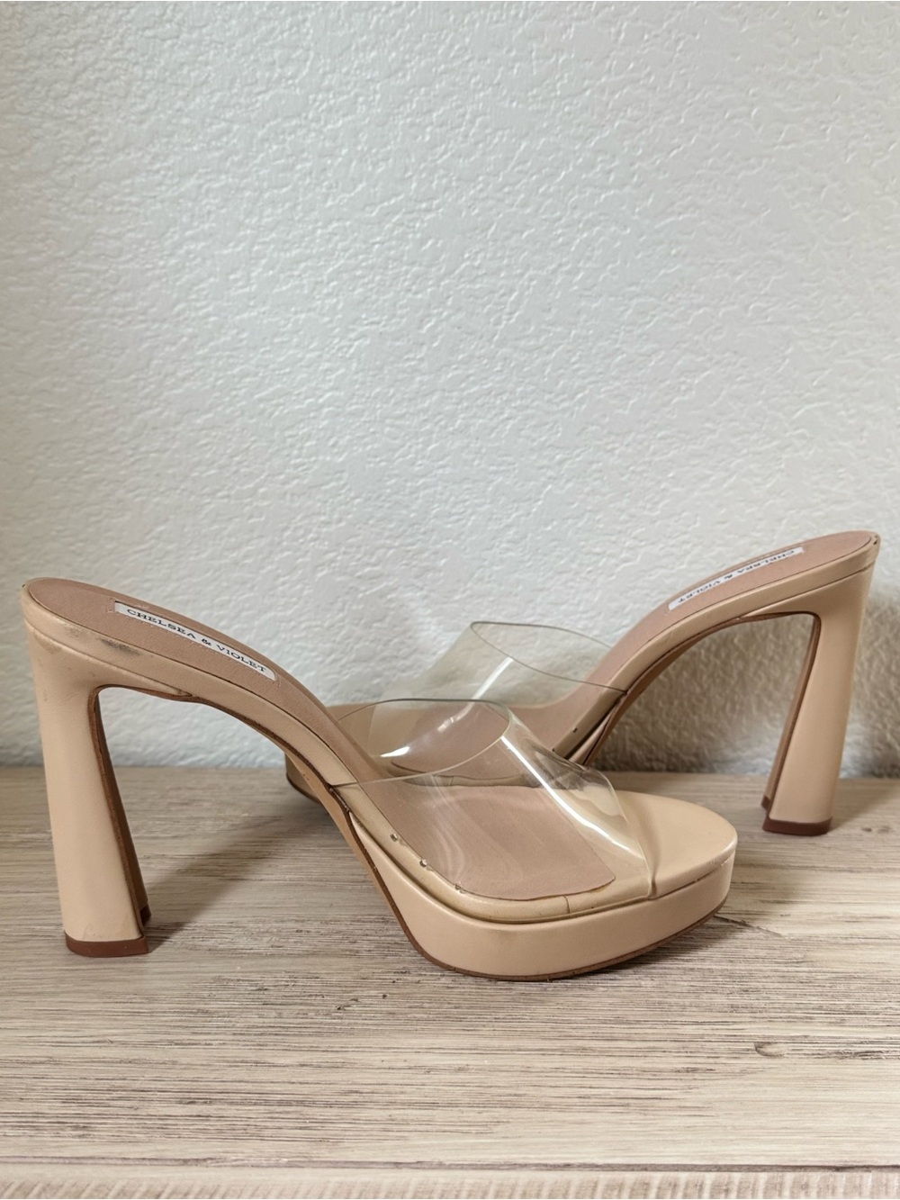 CHELSEA & VIOLET Nude Clear Strap Platform Heels . Size 9.5 - Picture 9 of 10